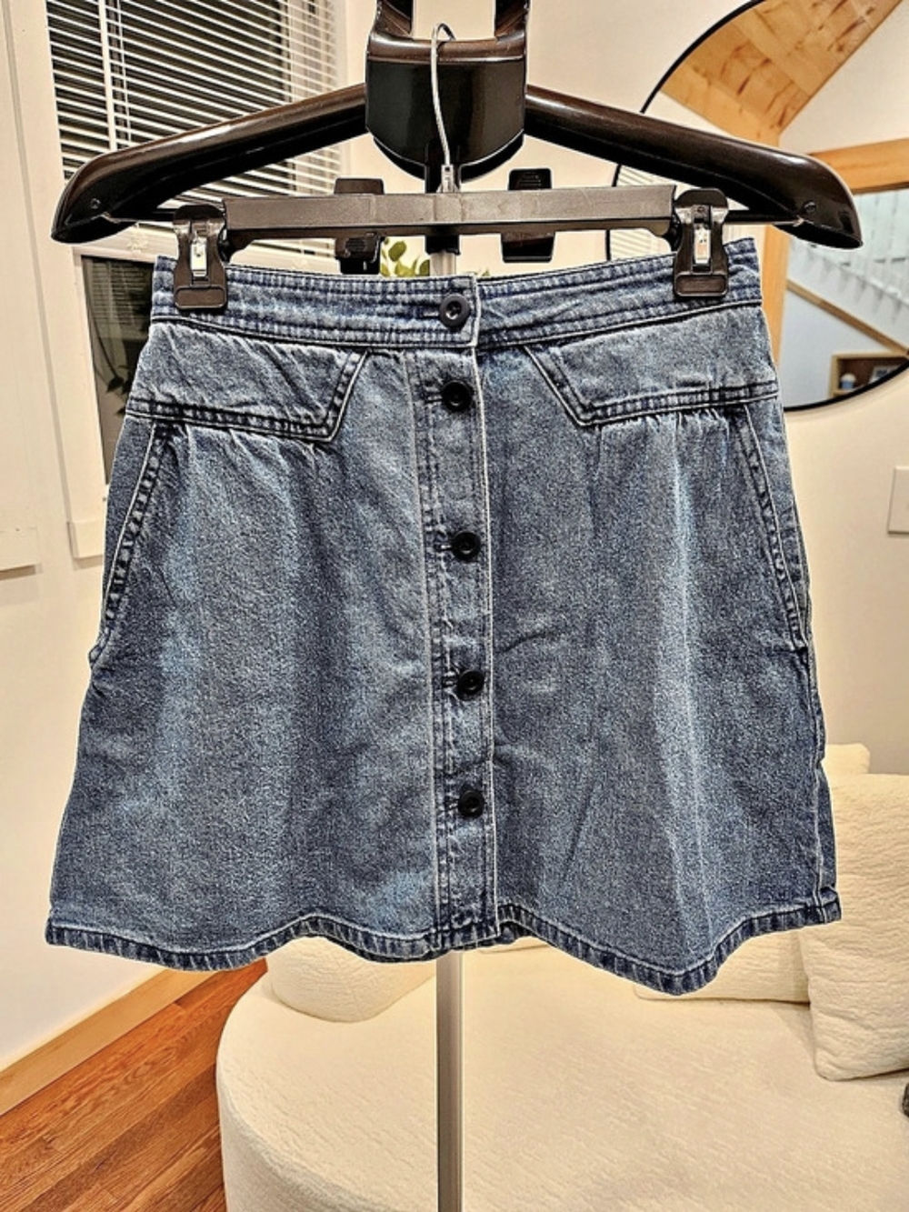 Madewell Stretch Denim A-Line Mini Skirt: Button-Front Edition Blue Size 0